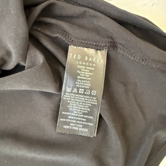 Ted Baker London Women's Black Chiffon V neck Wrap Blouse Top -sz  2 - Picture 5 of 7